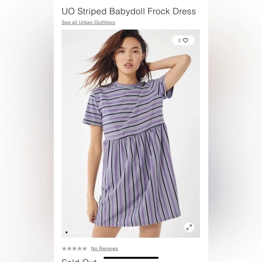 Urban Outfitters Womens Sz M Purple Black‎ White Striped Short Sleeve Mini Dress